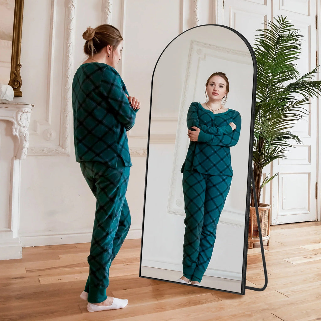 Arched Full Length Floor Mirror With Aluminum Alloy Frame - 65x22, 71x24, 71x28, 71x32