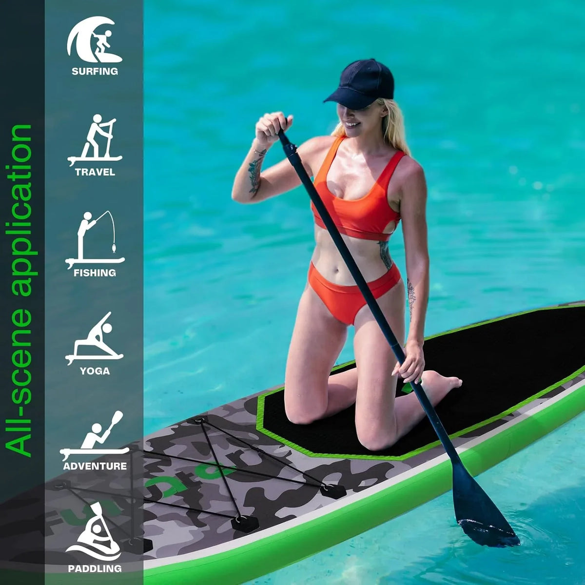 FunWater Inflatable Stand Up Paddle Board, 11 ft x 32 in x 6 in - SUP Paddle Accessories
