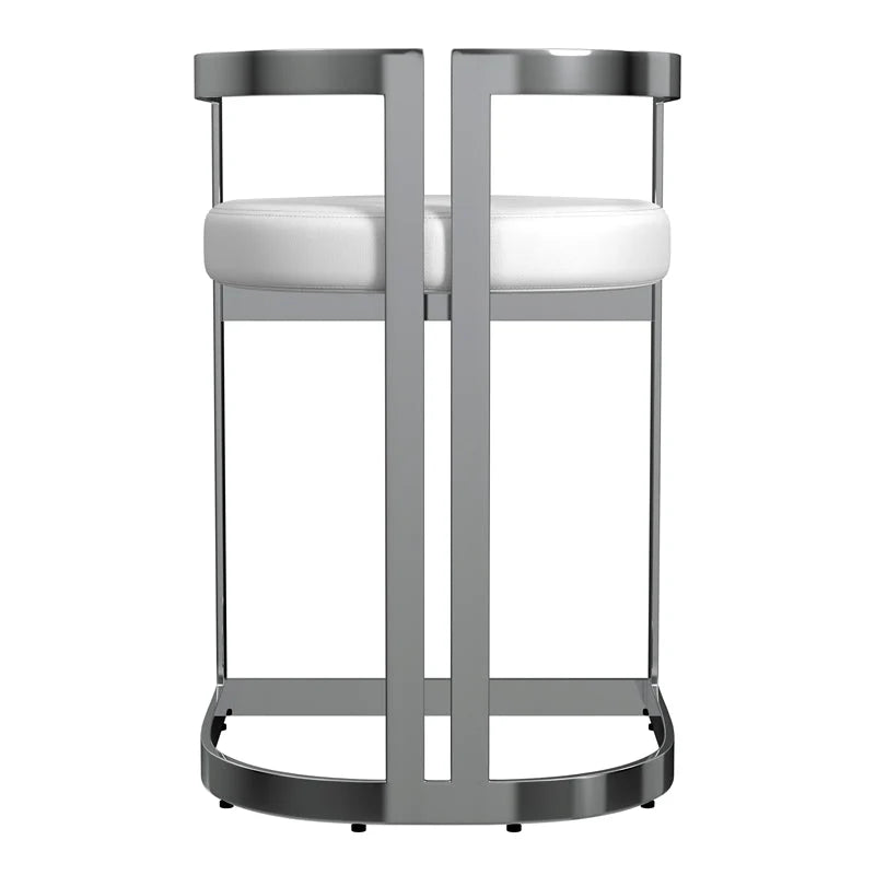 Butler Specialty Company Clarence Faux Leather 23in Dining Stool - Nickel Plated