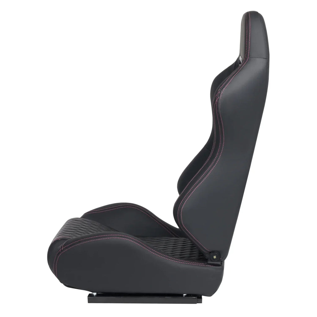 Racing Seats, PVC With Suede Material, Double Slider Design, Black - 2 Pieces