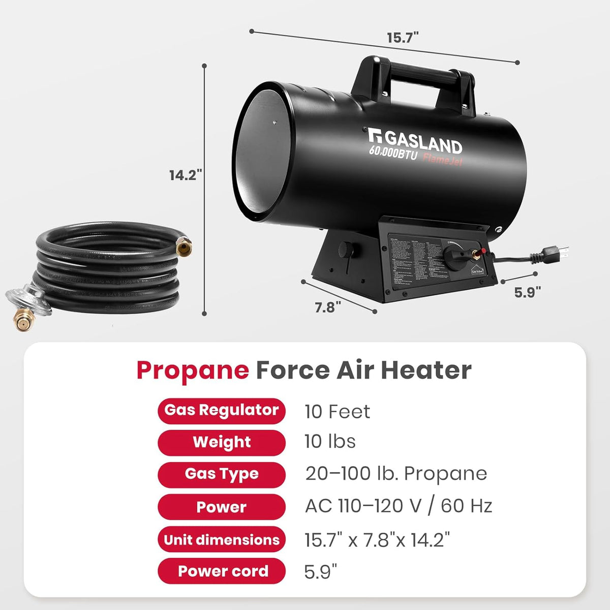 GASLAND Propane Forced Air Heater 60 000 BTU - FlameJet