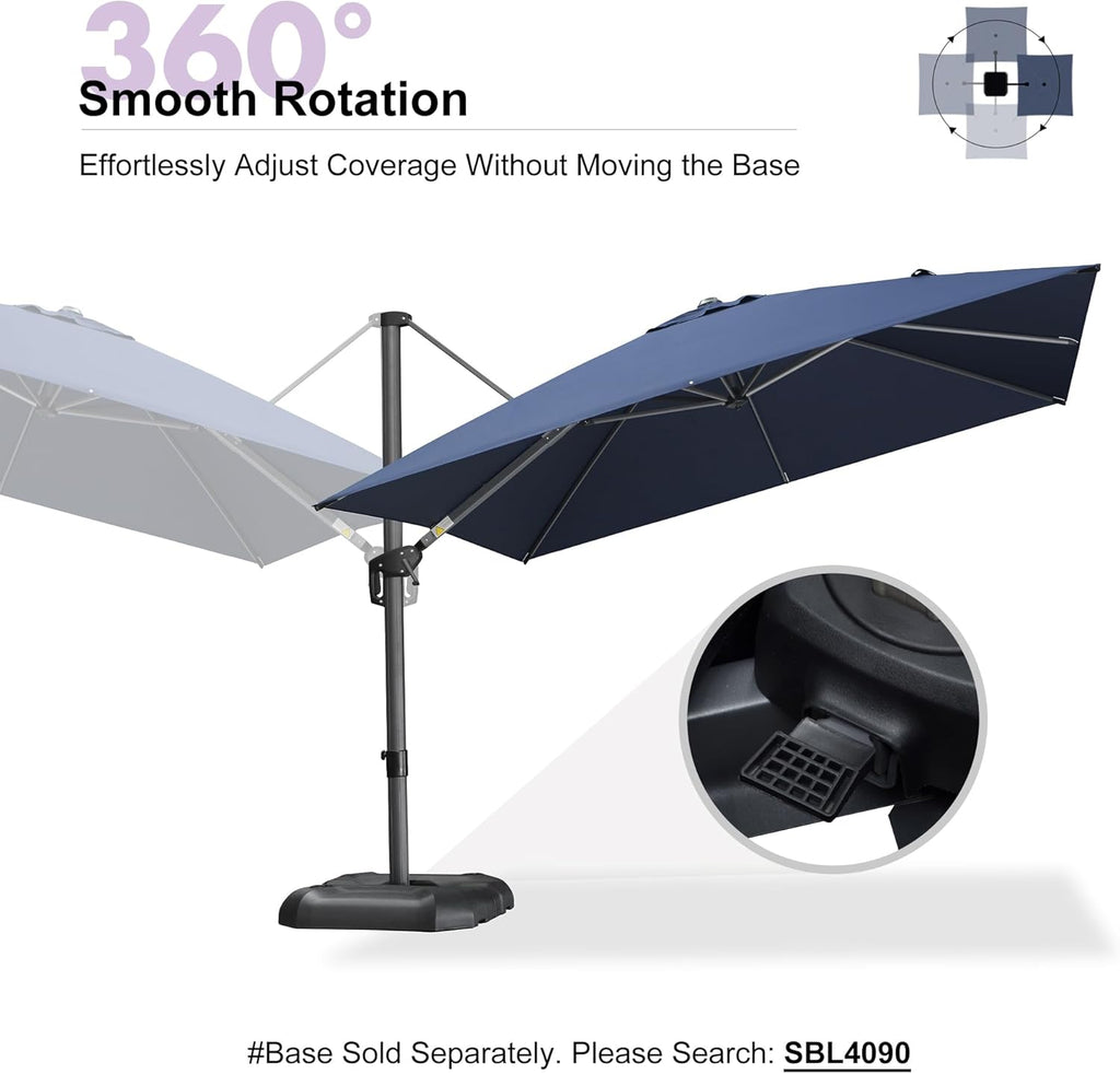 PURPLE LEAF 10 Feet Square Patio Cantilever Umbrella, Navy Blue