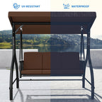 Dextrus Outdoor Patio Swing Chair, 3 Person, Brown