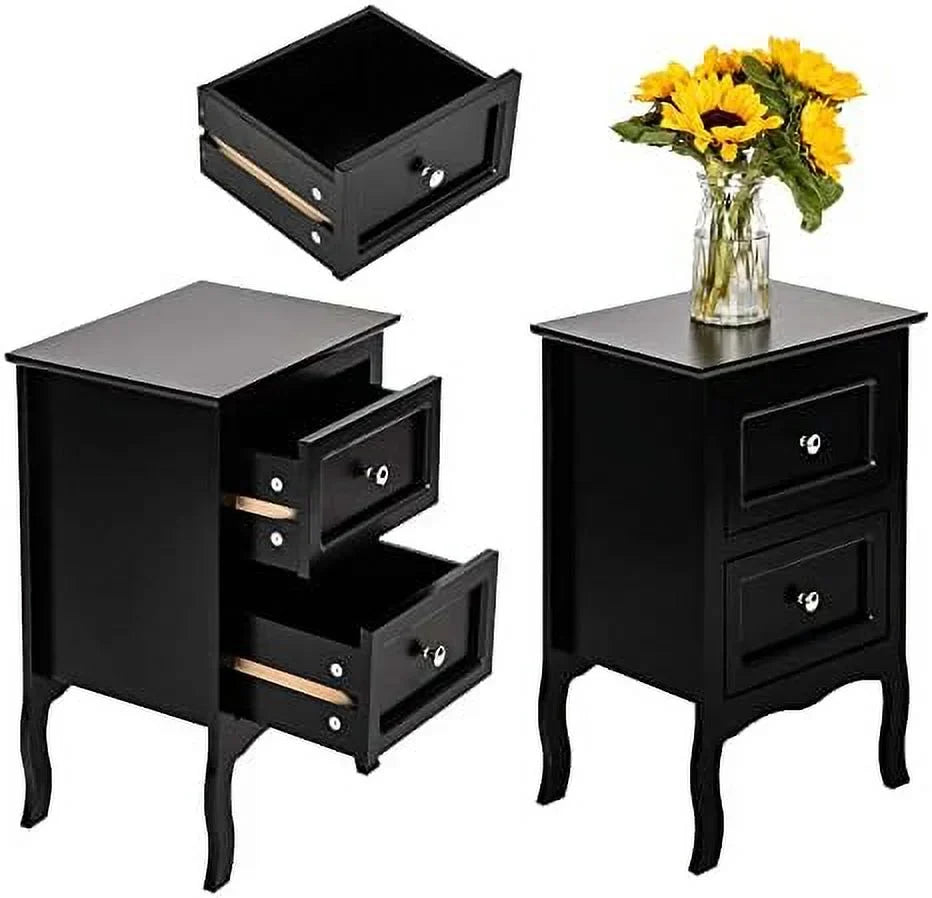 NTTBOBOEC Nightstand With 2 Drawers, Brown, 15.74in W x 11.81in D x 23.66in H