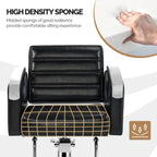 OmySalon Hydraulic Barber Chair With Stainless Steel Armrests, Brown Or Black