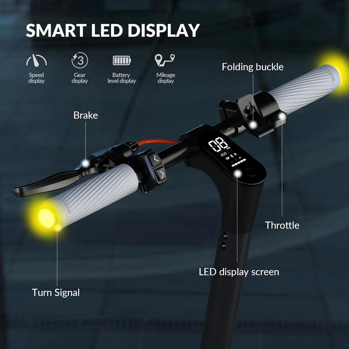 5TH WHEEL Electric Scooter With Turn Signals, 300W, 8.5 in Solid Tires, 18 mph, 12 Miles, Black - W16S