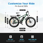 AMYET 26 x 4 Fat Tire Electric Mountain Bike, 48V 15Ah, 7-Speed - EB26