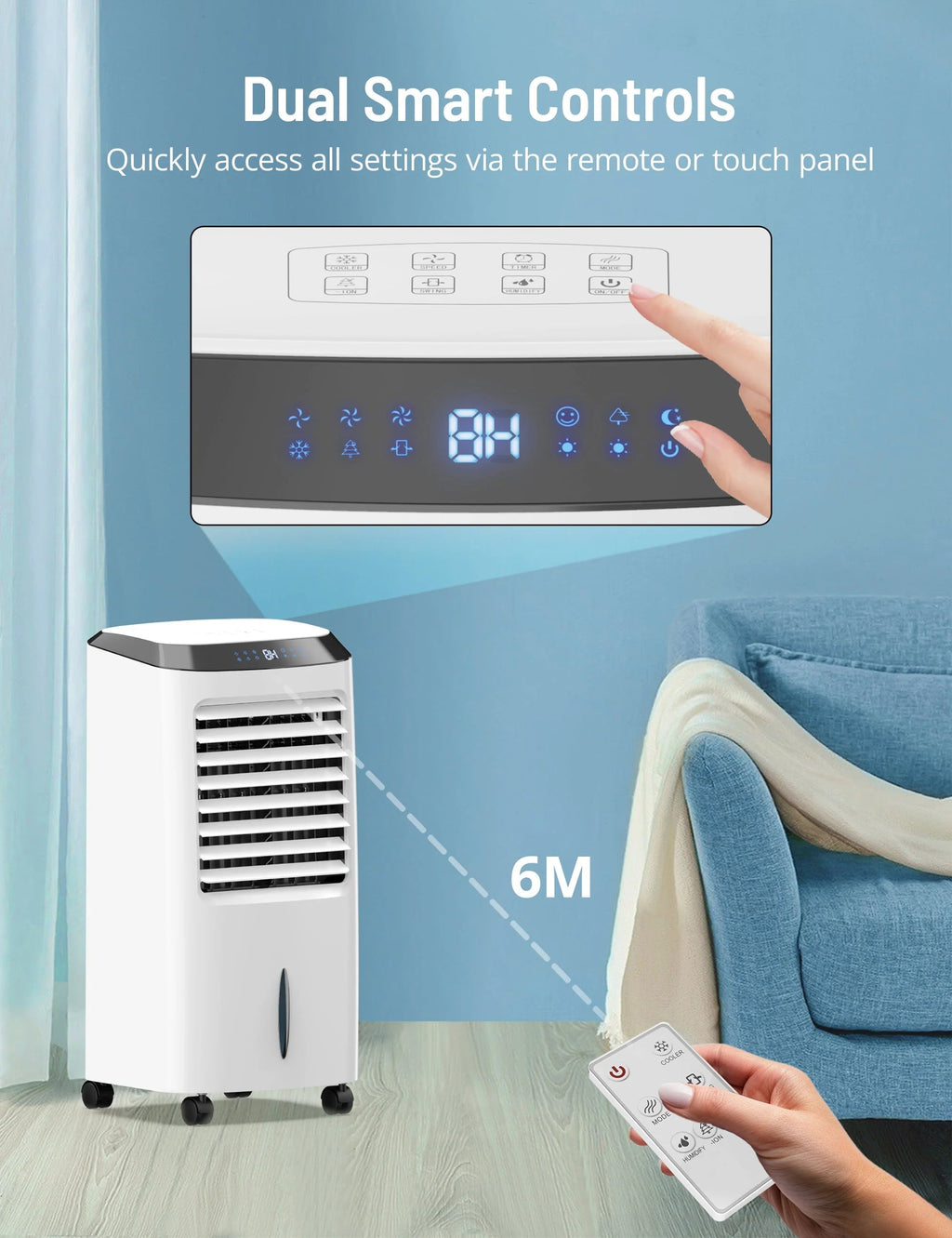 PARIS RH NE 4-in-1 Portable Evaporative Air Cooler, 2.6Gal, Remote Control