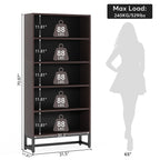 5-Tier Bookcase 31.5 Inch Wide x 11.81 Inch Deep x 70.87 Inch Tall - Sandalwood, Walnut, White, Black