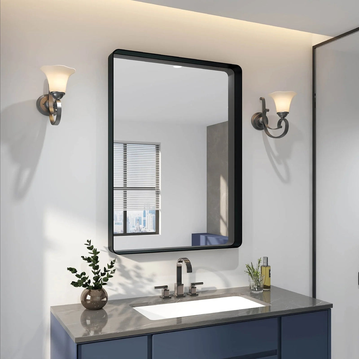 Aluminum Alloy Rounded Corner Wall Vanity Mirror
