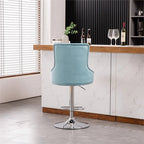 Alexent 2-Piece Swivel Bar Stools, Dark Blue, 43.7-51.6 H, 19.3 W x 18.1 D - Silver Footrest