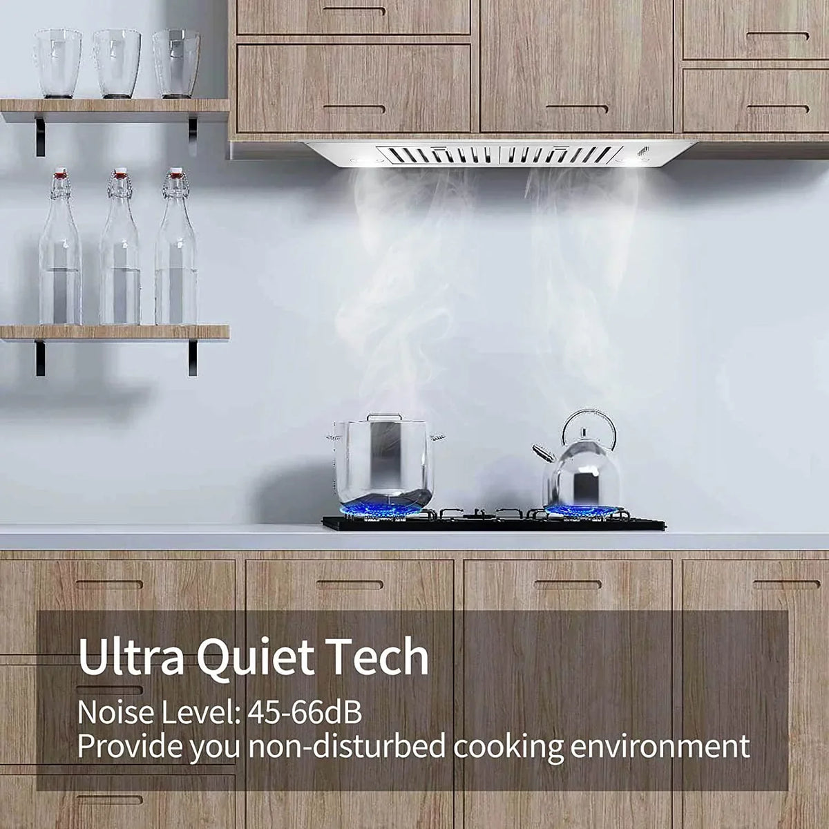 Range Hood 30 inch Built-In Insert Vent Hood, 600 CFM, Stainless Steel