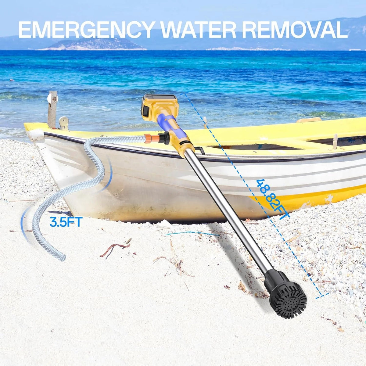 Cordless Stick Water Transfer Pump Compatible With Dewalt 20V Max Battery - 720 GPH, 32 FT Head, 3/4 in Outlet
