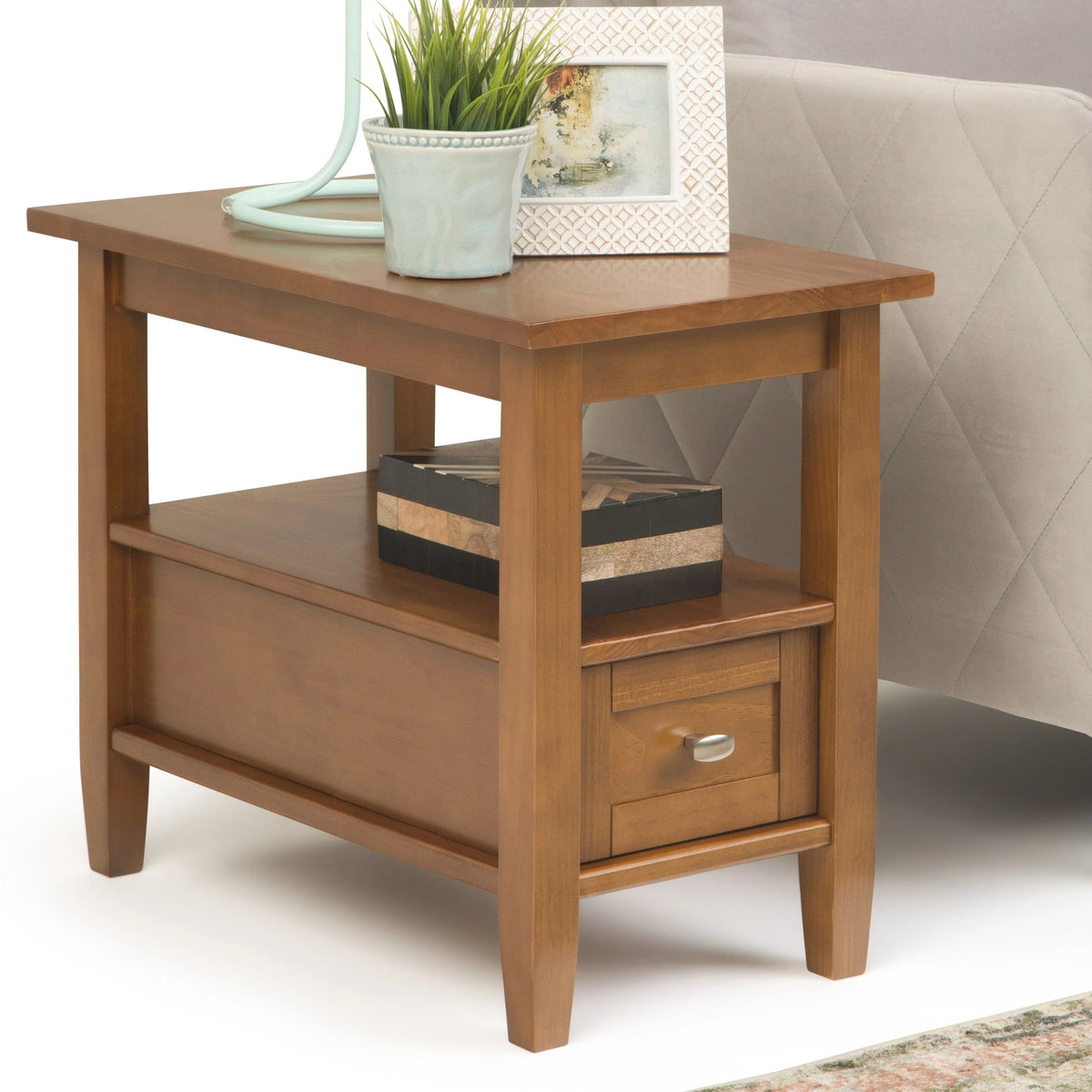 Solid Wood Narrow Side Table, 14 in Wide, 24 in D x 14 in W x 20 in H