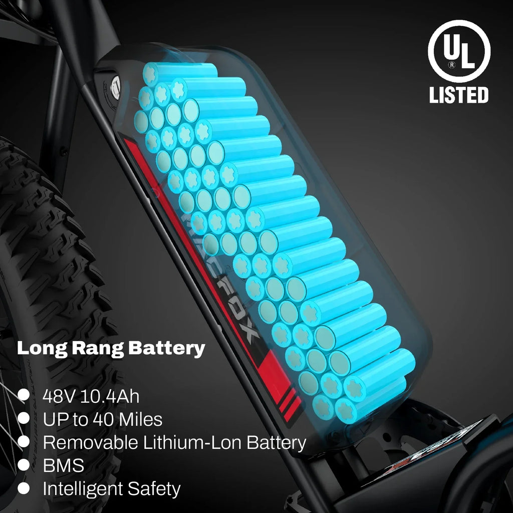 MACFOX 500W/48V/10.4Ah 20 inch Fat Tire Electric Bike
