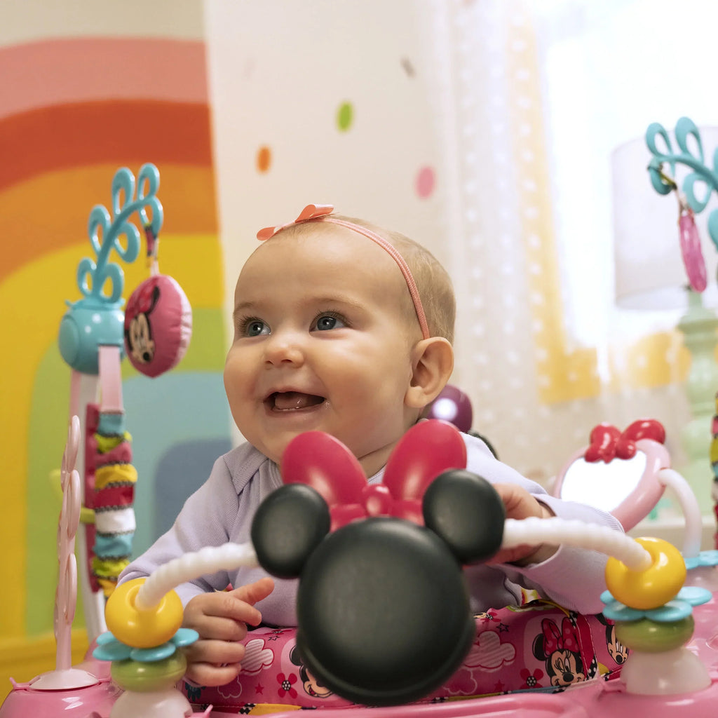 Bright Starts Disney Baby Minnie Mouse PeekABoo Activity Jumper Bouncer With Lights & Music - 10299
