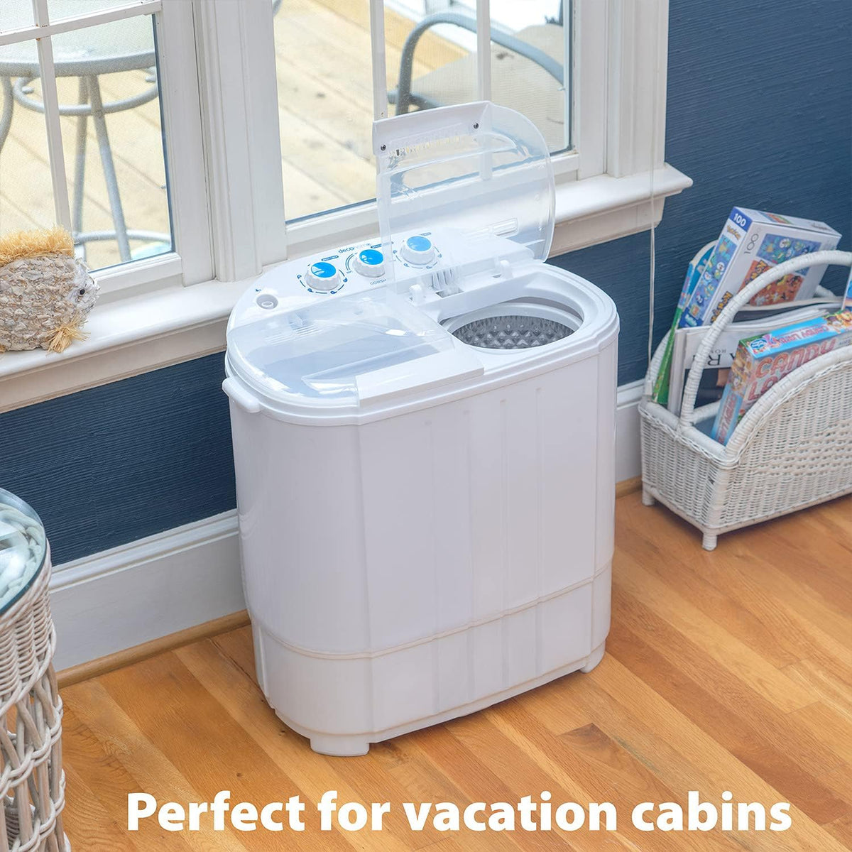 Deco Home Portable Twin Tub Washing Machine With Gravity Drainage System