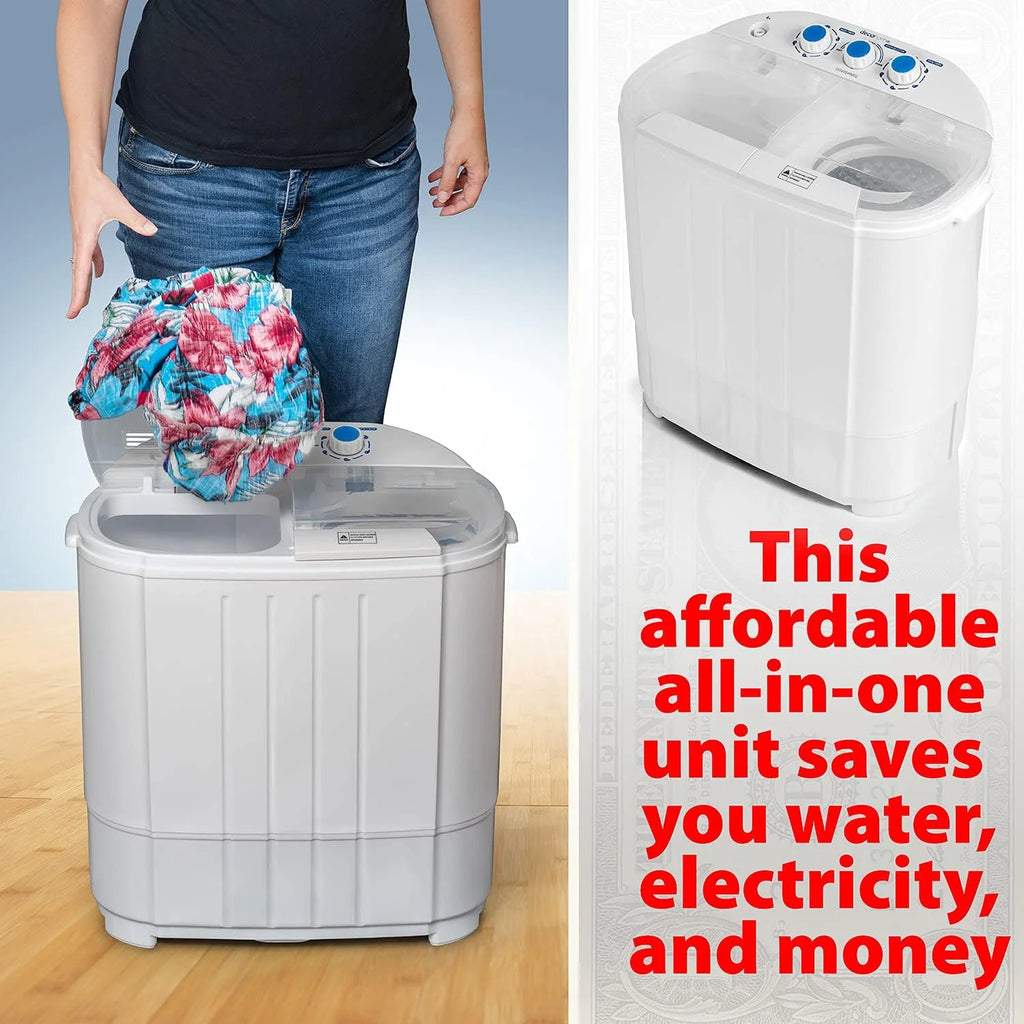 Deco Home Portable Twin Tub Washing Machine With Gravity Drainage System
