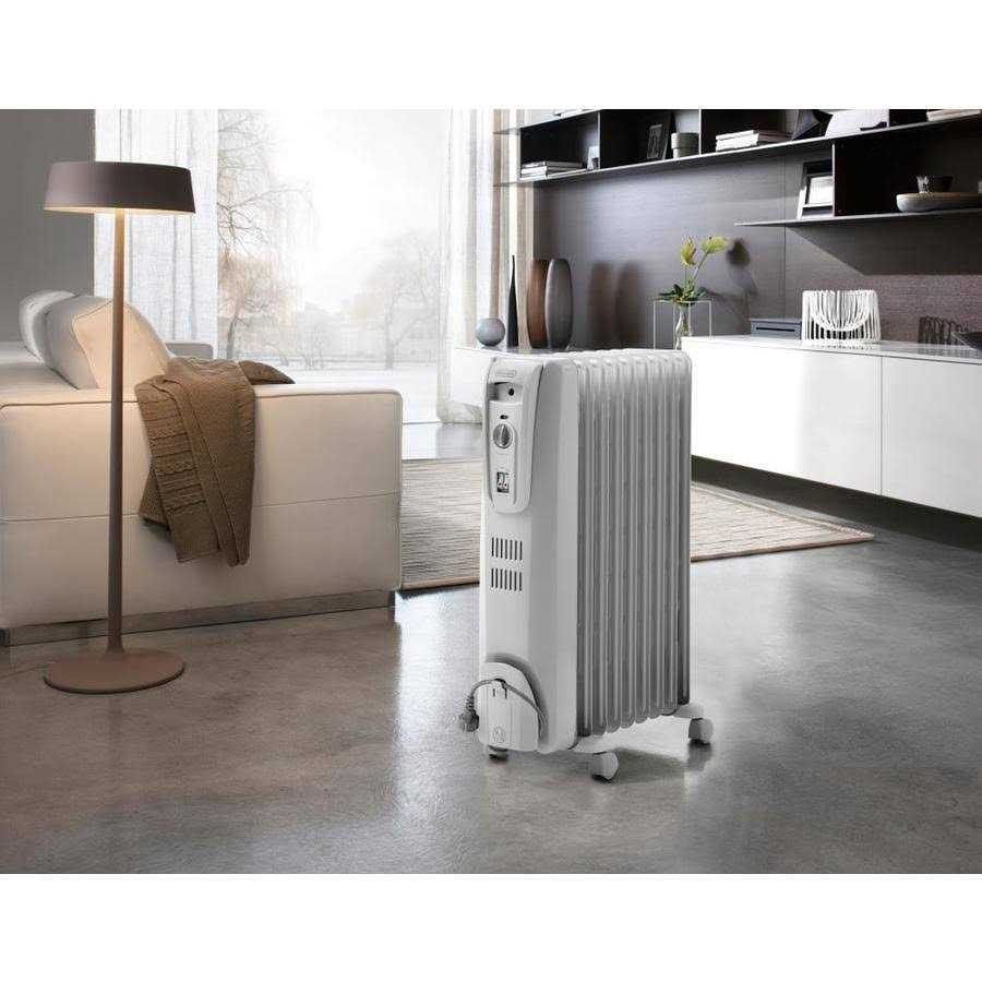 Delonghi Oil-Filled Radiator Heater, Light Gray, 1500 W, 7 Fin - TRH0715
