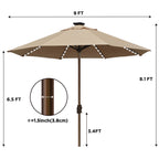 EliteShade 9ft Market Patio Umbrella With 80 LED Lights, Ruby