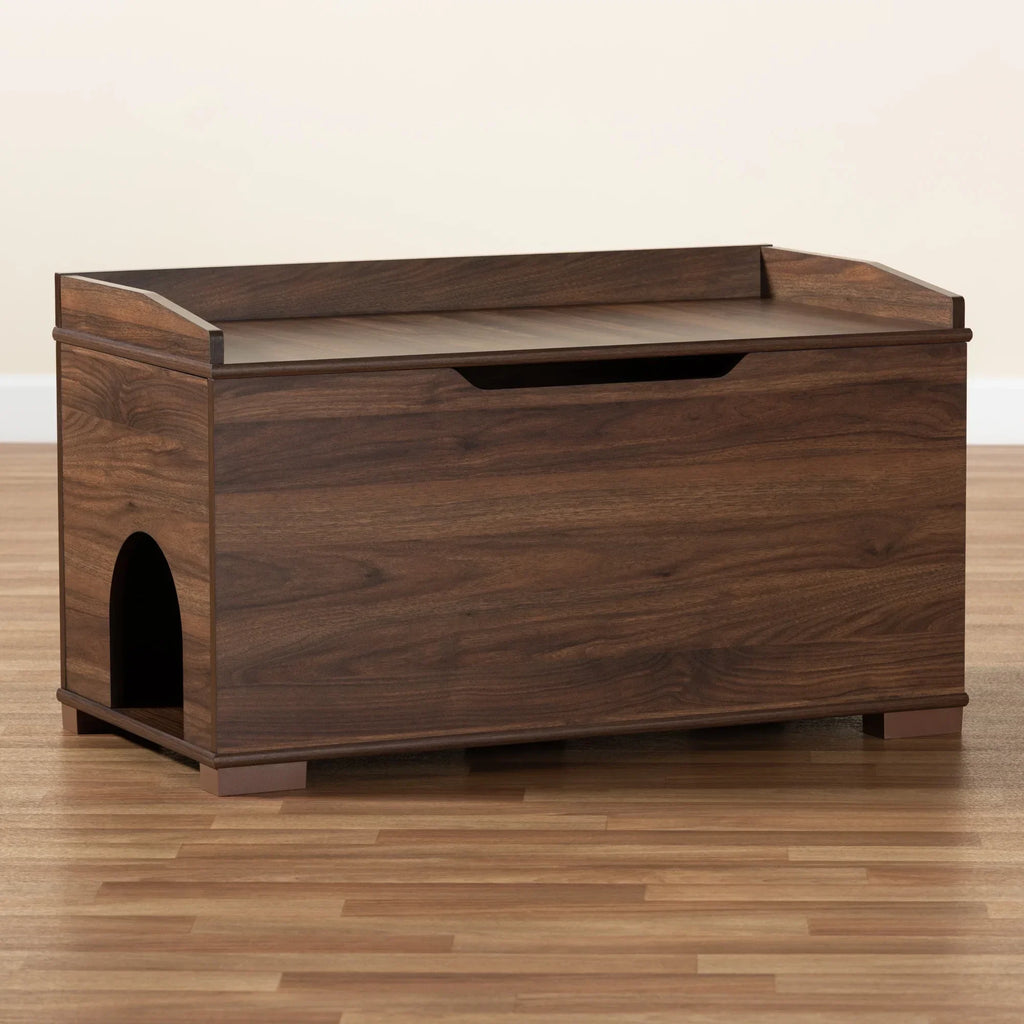 Baxton Studio Cat Litter Box Cover House, Walnut Brown, 35.40 x 18.90 x 20.10 in - Mariam