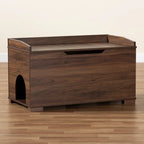 Baxton Studio Cat Litter Box Cover House, Walnut Brown, 35.40 x 18.90 x 20.10 in - Mariam