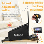 Dog Treadmill Pet Running Machine, 200 lbs Capacity, 1.4 inch LCD Screen - Black
