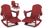 KINGYES Folding Adirondack Rocker Chair Set Of 2 With Footrest And Dual Cup Holders - Black