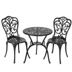 Nuu Garden 3-Piece Black Cast Aluminum Bistro Patio Set - 24 Inch Round Table