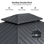 PURPLE LEAF Outdoor Hardtop Gazebo, 8' X 8', Galvanized Steel Double Roof, Aluminum Frame, Grey