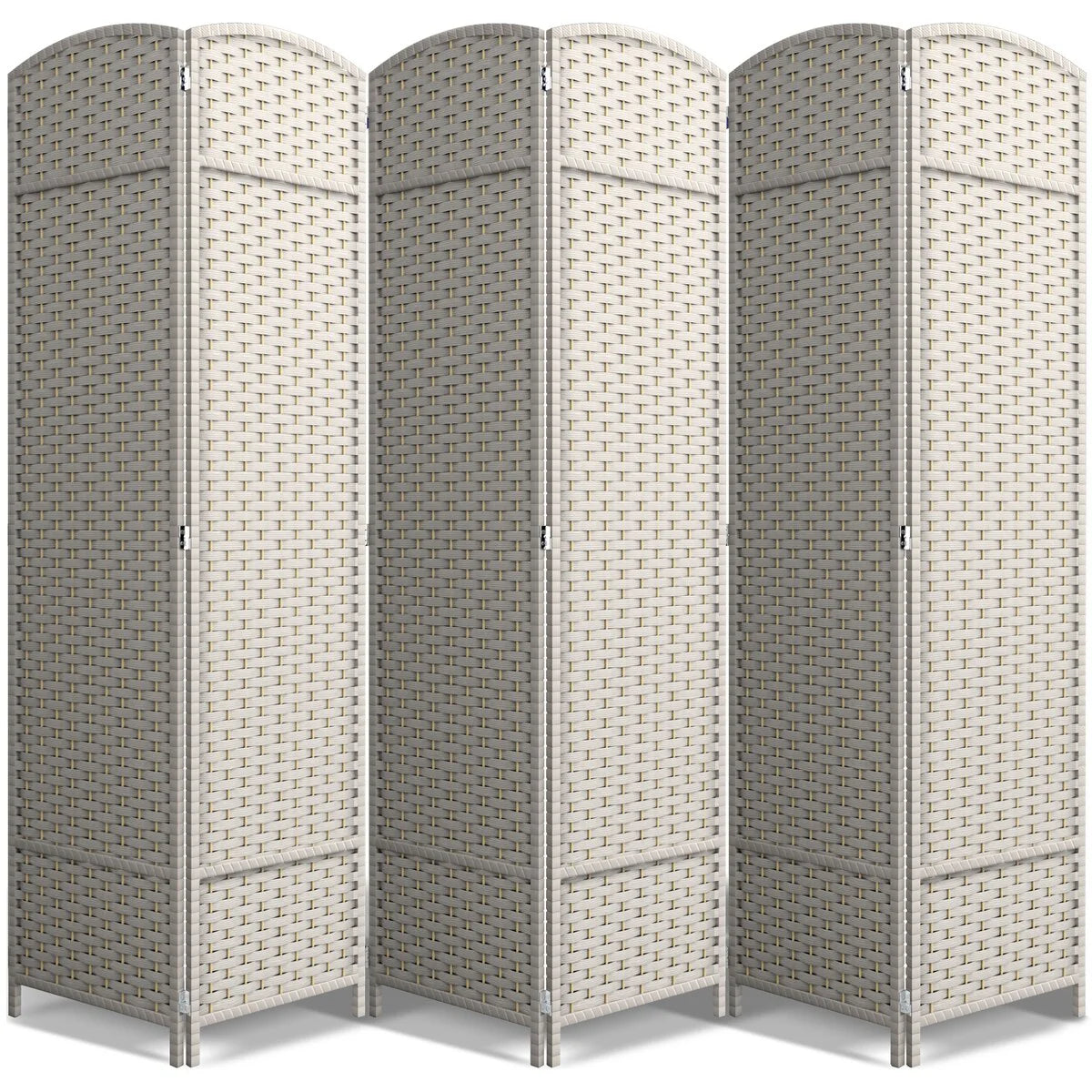 6-Panel Room Divider Privacy Screen With Hand-Woven Mesh Panels - 6 Ft Tall