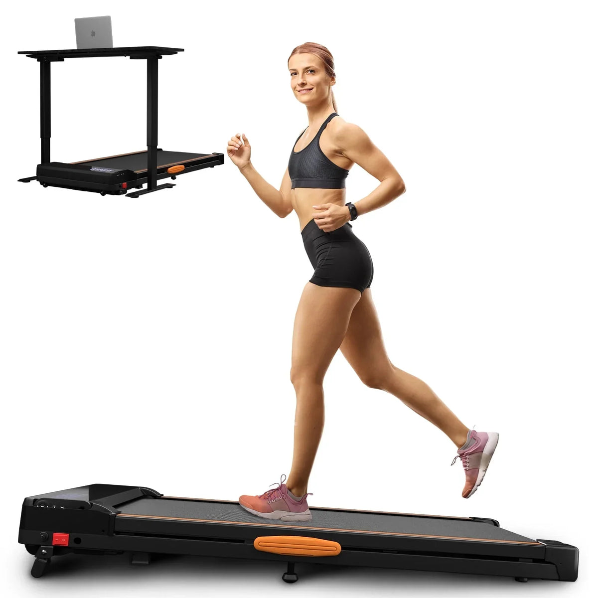 CoolHut Under Desk Treadmill With Manual Incline, 2.5HP, 265lbs