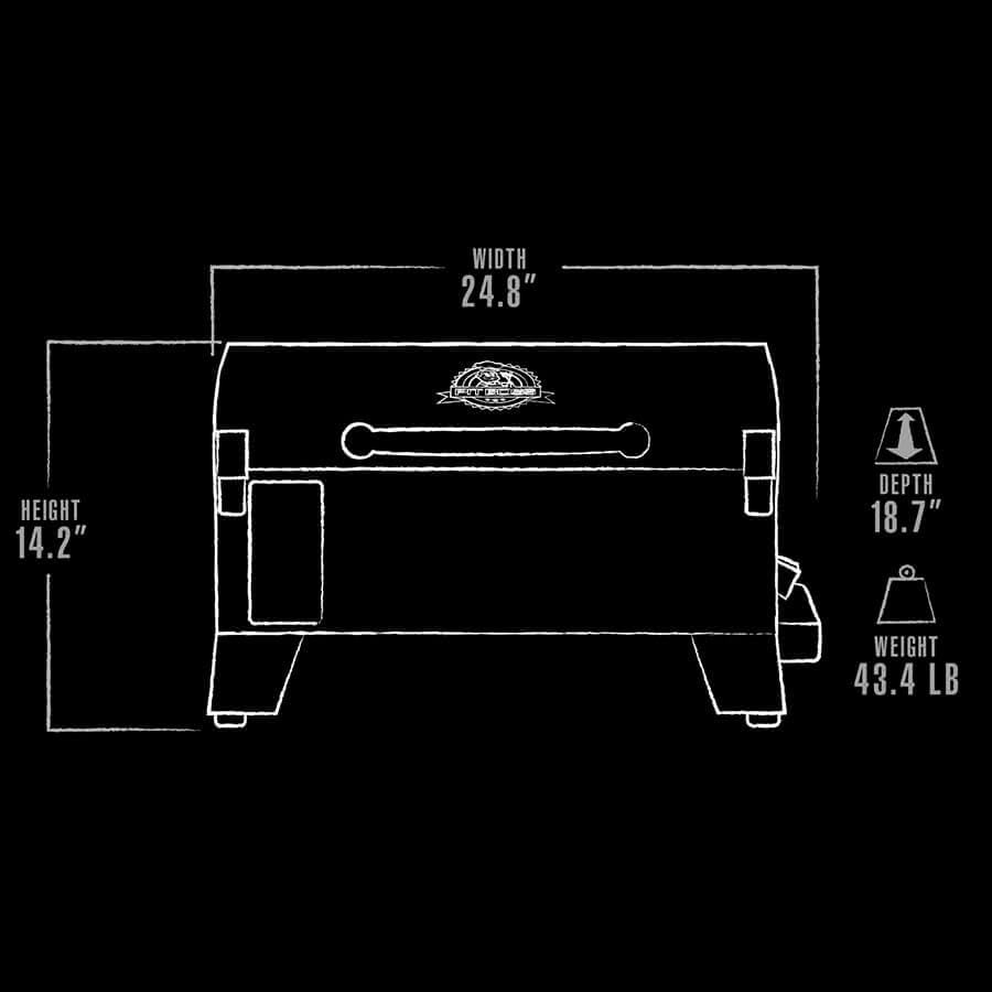 Pit Boss Table Top Wood Pellet Grill, Black, 7 lb Hopper, 24.8 in L x 18.7 in W x 14.2 in H - PB150PPG 11091