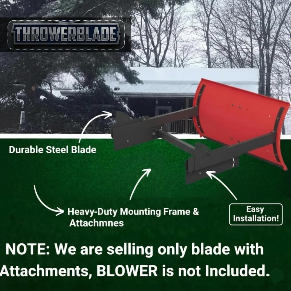 Throwerblade Snowplow Kit With Blade And Hardware - 22 To 32-inch 2-Stage And 3 Stage Snowblower Attachment