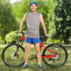iRerts 26 Inch Folding Adult Mountain Bike, 21 Speed, Dual Disc Brakes, Red/Black