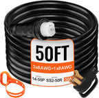 VEVOR Generator Extension Cord 50 ft 50 Amp STW 125V 250V 12500W N14-50P SS2-50R CS6364 - 45446 + 45505
