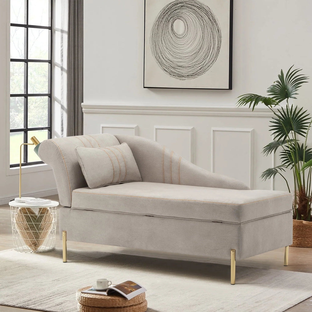 Andeworld Upholstered Tufted Chaise Lounge Chair, Faux Suede, Khaki