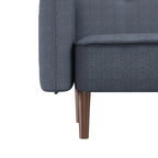 Modern Grey Fabric Futon Sofa Bed With Solid Wood Legs And Accent Pillows