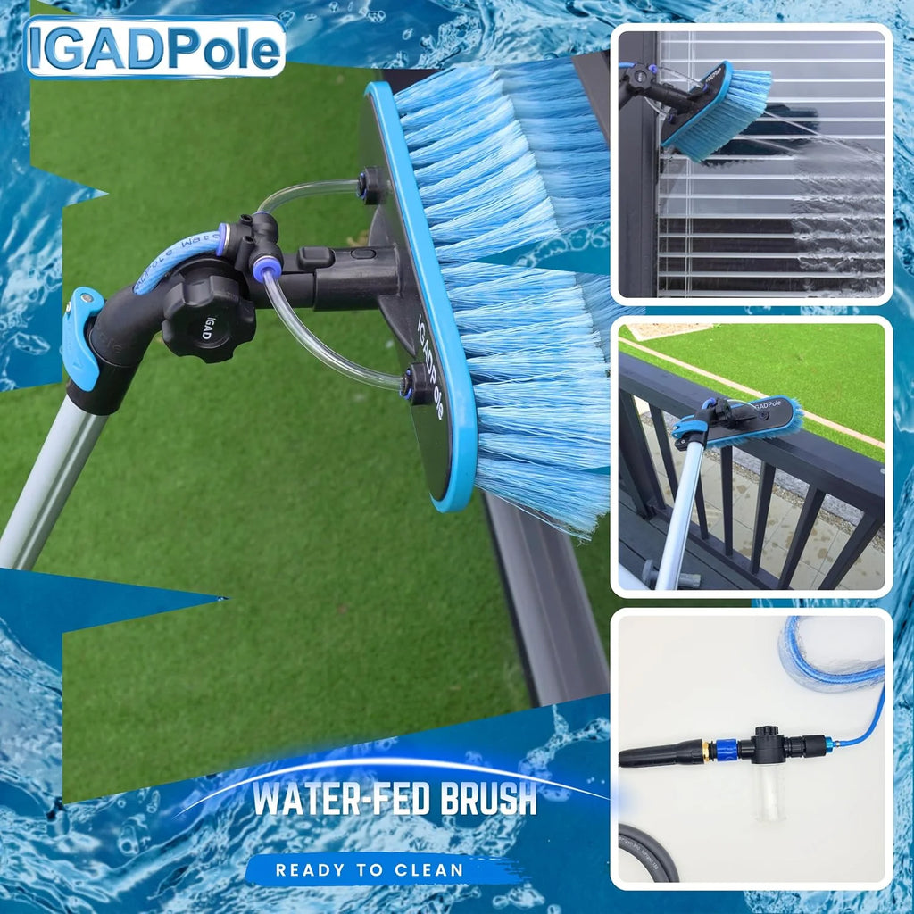 24-Foot Pole-Type Cleaning Kit, 5 To 24 Feet (7 Meters), Water-Driven Brush, 10-Inch Scraper And Soap Box