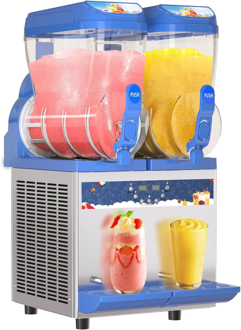 AnyDoor Commercial Slushy Machine, 30L, 1000W, Stainless Steel, Blue - 300-X
