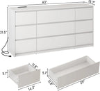 ChVans 9-Drawer Dresser With Charging Station, Black, 63in x 15.7in x 31.5in