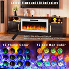 Waleaf TV Stand With 18 in Electric Fireplace And Adjustable Glass Shelves - TVs Up To 65 inch