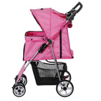 ZENSTYLE 4-Wheel Foldable Pet Stroller Carrier Cart With Storage Basket - 35 LBs