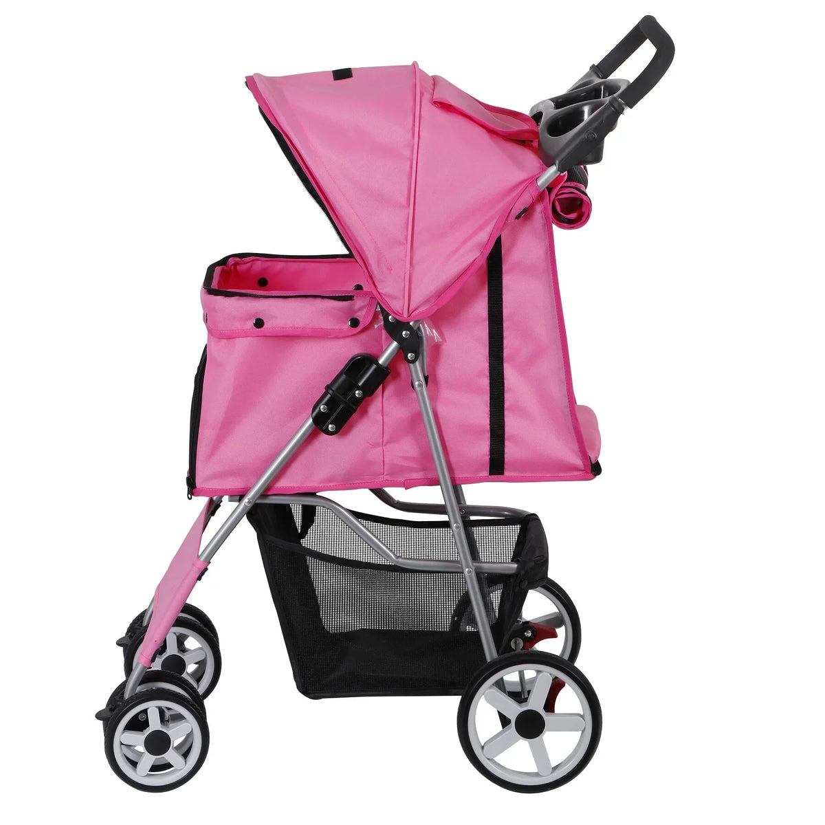 ZENSTYLE 4-Wheel Foldable Pet Stroller Carrier Cart With Storage Basket - 35 LBs