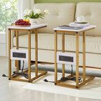 C-Shaped Sofa Side Tables, Set of 2, 11" D x 19" W x 24" H