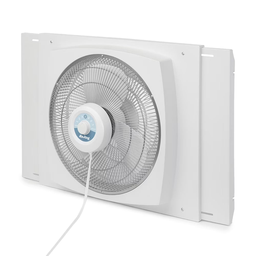 Air King Storm Guard 16 Inch 3-Speed Window Fan, White - 1/16 HP