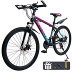ARTUDATECH 24/26/27.5 Inch Mountain Bike, 24 Speeds, V/Disc Brakes, High-Carbon Steel Frame - Trailblazer