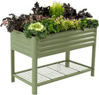 Vego Garden Elevated Raised Garden Bed With Legs And Storage Rack, 2' x 4', Olive Green - V Series