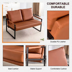 GVJMTKP Two-Seater Sofa Chair With 2 Pillows, PU Leather, Brown - SF-D008-BR