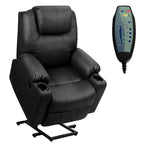 Electric Power Lift Recliner Chair With Leather Massage, Lumbar Heating, 8 Vibrating Nodes, Cup Holders And USB Port